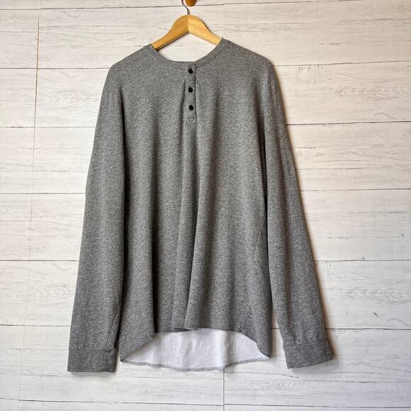 Marine Layer Henley Mens Size XL Gray Double Knit Cotton Blend Everyday - Picture 1 of 16